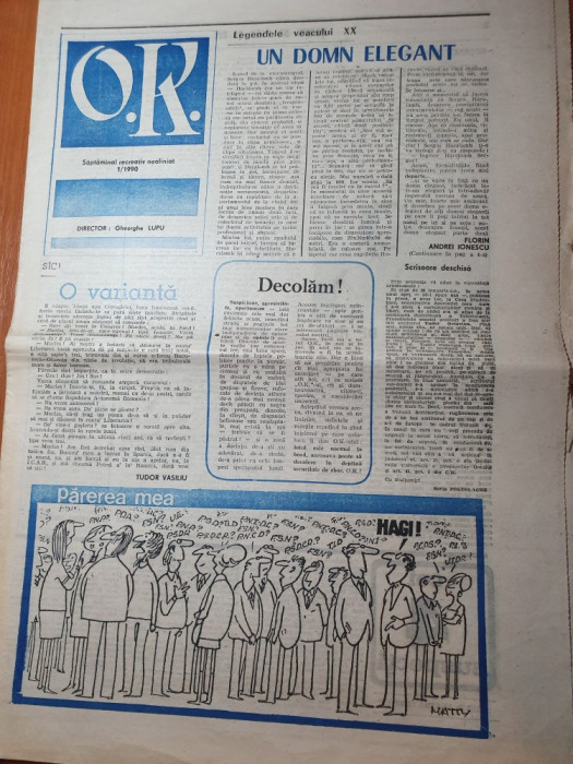 ziarul O.R anul 1,nr.1 - 1990 saptamanl recreativ nealiniat