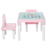 Set masa si 2 scaune pentru activitati copii, cu design interactiv, alfabet