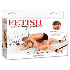 Sistem Imobilizare Pipedream "Fetish Fantasy Series Cuffs &amp; Tether Set" Negru