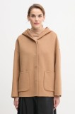 United Colors of Benetton haină cu l&acirc;nă culoarea maro, 28F7DN08M