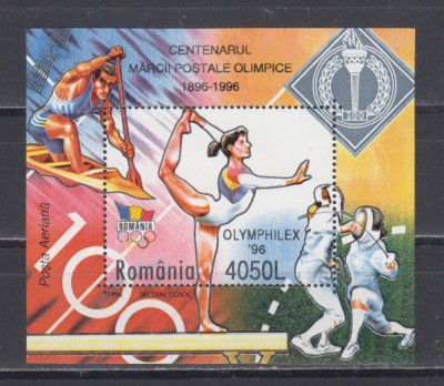 M1 TX7 16 - 1996 - Centenarul marcilor postale olimpice - colita dantelata foto