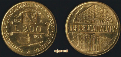 Moneda comemorativa 200 LIRE - ITALIA, anul 1996 *cod 2950 = UNC foto