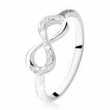 Inel de logodnă argint 925, semnul infinitului, zirconiu transparent - Marime inel: 50