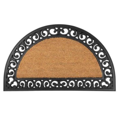 Covoras intrare, semirotund, guma, 75x45 cm, Ornament foto
