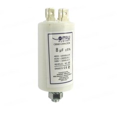 Condensator de operare 8&mu;F 450V AC cu surub M8, piulita (6.4x0.8mm)