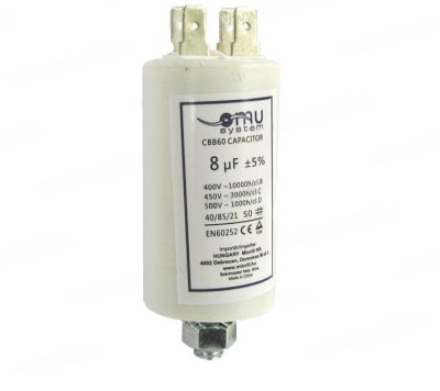 Condensator de operare 8&amp;mu;F 450V AC cu surub M8, piulita (6.4x0.8mm) foto