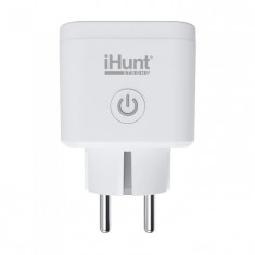 Priza inteligenta iHunt Smart Plug, Contorizare, Monitorizare consum energie, 3840W, Wireless, Alb