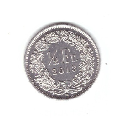 Moneda Elvetia 1/2 franc 2013, stare foarte buna, curata foto