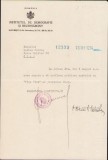 A1571 Semnătură olografă Sabin Manuilă, notă către Lucian Bolcaș, 1934, antet Institutul de Demografie și Recensăm&acirc;nt
