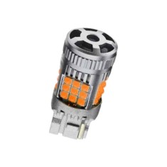 Bec LED T20 / W21W / 7440 pentru Semnal, DRL, Lumini de Zi cu un Filament, 30W, 2800LM, 3000K Galben, 36 SMD 3030, Ventilator Integrat, Canbus Integra