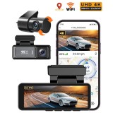 Camera de bord DVR QOVU&reg; S5, Dubla 4K Fata 2K Interior/Spate, Ecran 3.2", GPS &amp; WiFi, Vedere ultra larga 170&deg; &amp; 140&deg;, Senzor coliziune &amp; Senzor vedere