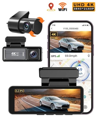 Camera de bord DVR QOVU&amp;reg; S5, Dubla 4K Fata 2K Interior/Spate, Ecran 3.2&amp;quot;, GPS &amp;amp; WiFi, Vedere ultra larga 170&amp;deg; &amp;amp; 140&amp;deg;, Senzor coliziune &amp;amp; Senzor vedere foto