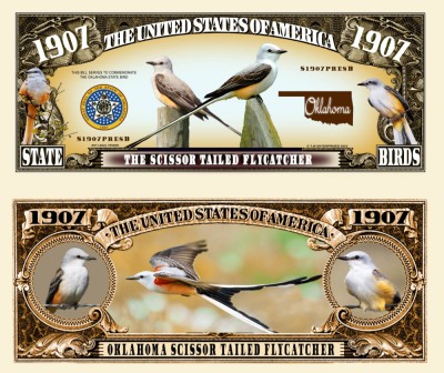 !!! SUA = FANTASY NOTE (TJ6) = OKLAHOMA , SCISSOR TAILED FLYCATCHER - 2023 - UNC foto