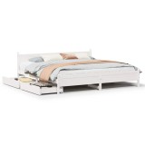 Cumpara ieftin Cadru de pat fara saltea, alb, 200x200 cm, lemn masiv pin