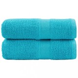 vidaXL Prosoape m&acirc;ini premium SOLUND 2 buc turcoaz 30x30cm 600 gsm
