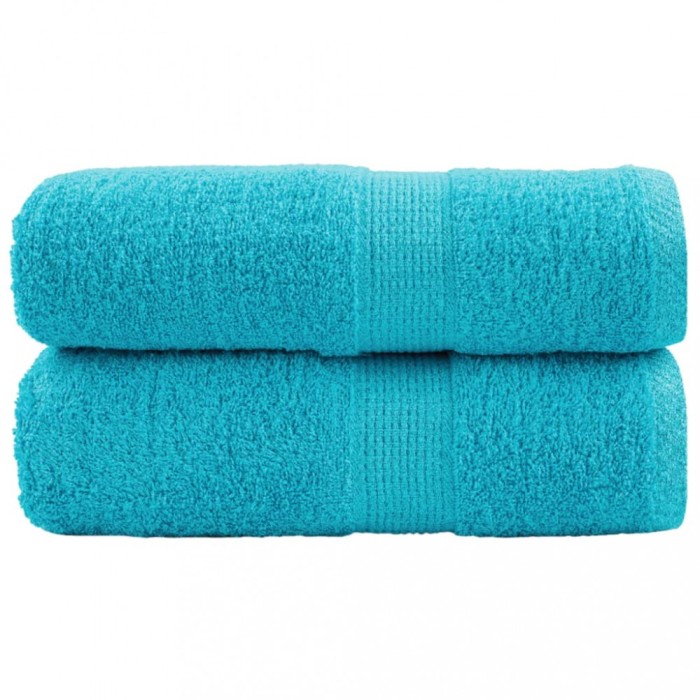 vidaXL Prosoape de baie premium SOLUND, 2 buc., turcoaz, 30x30 cm, 600 g/m&sup2;