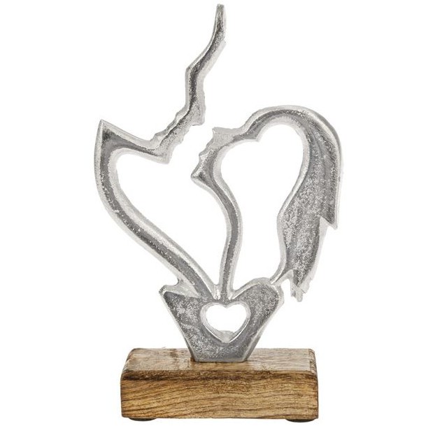 Figurina decorativa model cuplu, Neirini, Gri, 13 x 5 x 22 cm
