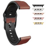 Curea hibrid piele-silicon compatibila cu Apple Watch 10, 46mm, Carob Brown