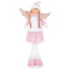 Decoratiune iarna, inger cu codite si aripi, fustita roz, 29x13x59 cm, Strend Pro