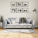 vidaXL Covor pufos &quot;PAMPLONA&quot; fire &icirc;nalte negru/crem modern 80x150 cm