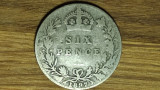 Anglia Marea Britanie - moneda argint 925 - 6 pence sixpence 1897 VG - Victoria, Europa