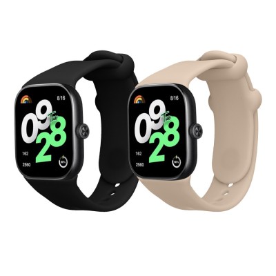 Set 2 Curele Kwmobile pentru Xiaomi Redmi Watch 4, Negru/Bej, Silicon, KWM000025BA002C foto