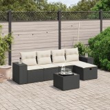 VidaXL Set mobilier de grădină cu perne, 6 piese, negru, poliratan