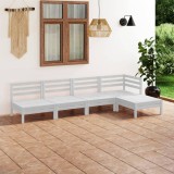 vidaXL Set mobilier de grădină, 5 piese, alb, lemn masiv de pin 3082658