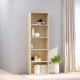 Cumpara ieftin Bibliotecă cu 5 rafturi alb/sonoma 60x30x189 cm, lemn prelucrat