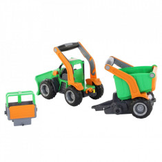 Tractor cu plug și remorca-bazin - GripTrac, 51x14x20 cm, 5-7 ani, 3-5 ani, Băieți