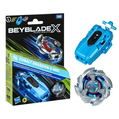 BEYBLADE X LET IT RIP SET LANSATOR SI ROATA COBALT DRAGOON 2-60C foto