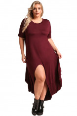 G671P-81 Rochie plus size cu crapatura pe picior foto