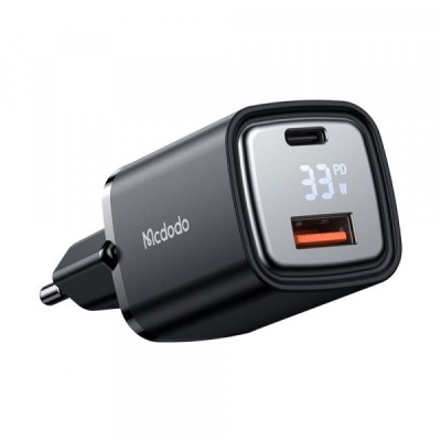 Incarcator Retea McDodo CH-1701 Graphite Display, 33W, 3A, 1 x USB-A - 1 x USB-C, Negru foto