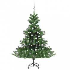 Pom Crăciun artificial brad Nordmann LED&globuri verde, 150 cm