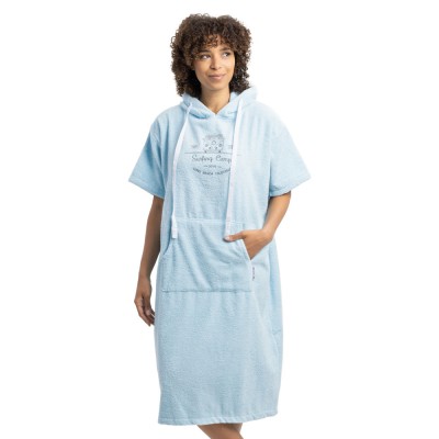 Poncho de baie cu broderie Homelevel, S-M, Albastru, Bumbac organic, 54977.19 foto