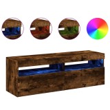 Cumpara ieftin Comode TV cu lumini LED, 2 buc., stejar fumuriu, 60x35x40 cm
