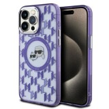 Husa MagSafe pentru Apple iPhone 15 Pro Max, Karl Lagerfeld, IML Monogram Karl &amp; Choupette&#039;s Heads, Mov