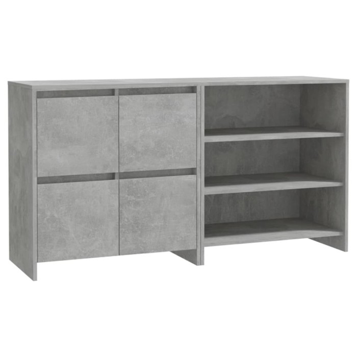 Servanta, 2 piese, gri beton, lemn prelucrat