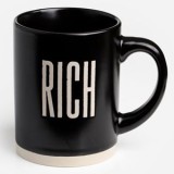 Cana Ceramică Negru cu Imprimare Reliefată Rich, CMCLASS