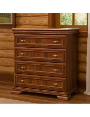 Comoda dormitor VM2, Pal Melaminat, cu 4 sertare, cu elemente din MDF, Nuc foto
