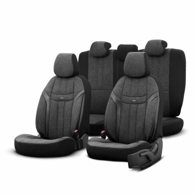 Set huse scaune PREMIUM, Universale, fractionate OTOM SWAN 501 negru AutoDrive ProParts foto