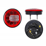 Stop lampa spate rotunda cu LED 12/24V diametru 121mm, adancime 36mm, cu functie mansarier, pozitie, ceata, distanta intre suruburi fixare 45mm,