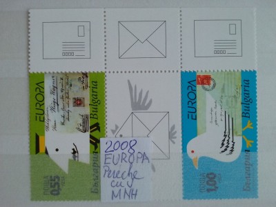 2008-Bulgaria-Europa-Pereche cu viniete-MNH-Perfect foto