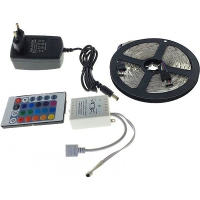 Kit banda led RGB interior-exterior 5050 cu alimentator, adaptor si telecomanda ir 24 taste PORKY + magnet inscriptionat GrigProject foto