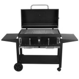 Cumpara ieftin Gratar Carbune Mare cu Capac, 83x41cm, Otel, Afumatoare, Roti, Negru Landmann