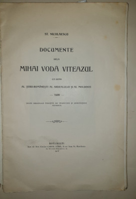 DOCUMENTE DE LA MIHAI VODA VITEAZUL - ST.NICOLAESCU ,BUCURESTI , 1916 foto