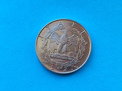 2 Lire 1940 Italia-stare buna-Magnetic foto