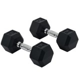 HOMCOM Set de gantere scurte hexagonale total 16 kg - antrenament de culturism &amp; halterofilie - metal cauciuc negru | Aosom Romania
