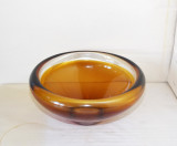 Cumpara ieftin Fructiera bol cristal amber, suflata manual, trapping - Ryd Glasbruk Suedia