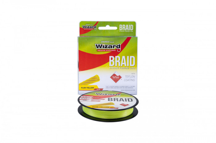 Fir textil Wizard Braid Yellow, Lungime 135m, Diametru 0.20 mm, Rezistenta 17.71 Kg